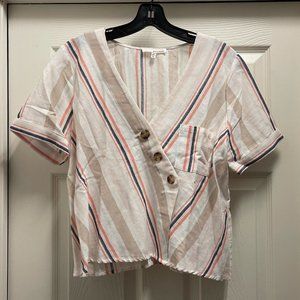 June & Hudson Canvas Striped Cropped Tee (M)